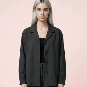 Wilfred Aritzia Black Structured Button Up Blouse XS Minimal Chic Workwear Top